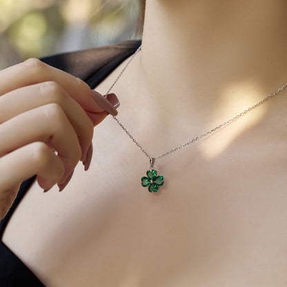[Olivia JW]Heart-Shaped Four-Leaf Clover Bead Necklace