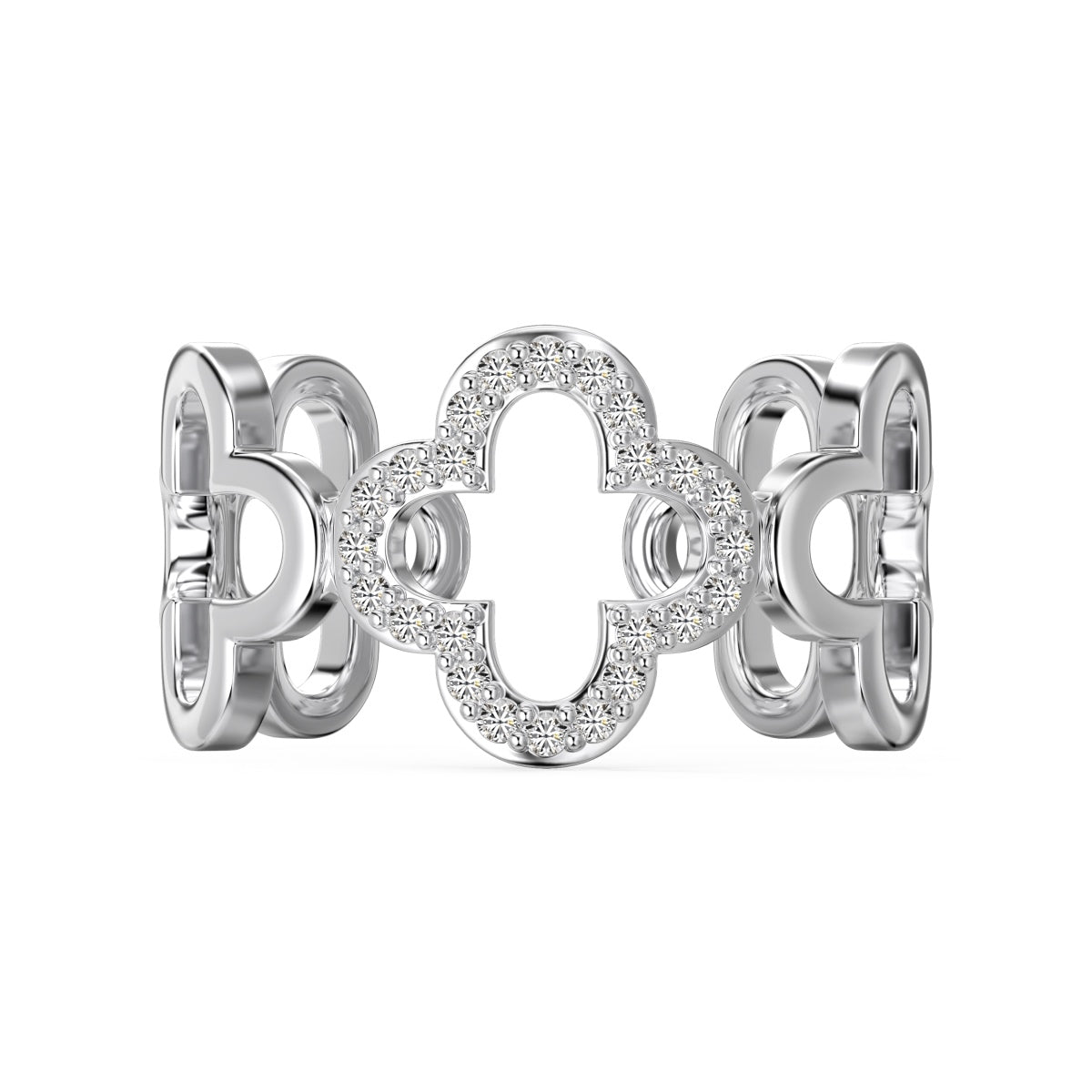 [Olivia JW]Hollow Design Four-Leaf Clover Flower Shape Ring