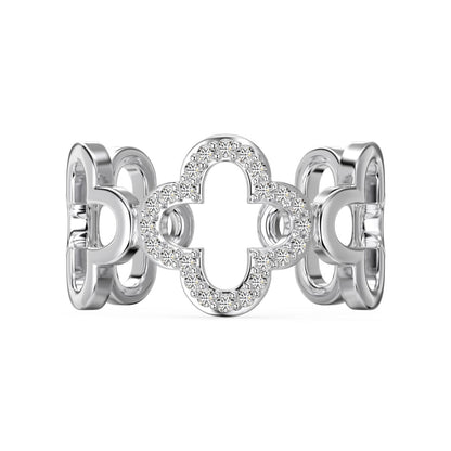 [Olivia JW]Hollow Design Four-Leaf Clover Flower Shape Ring