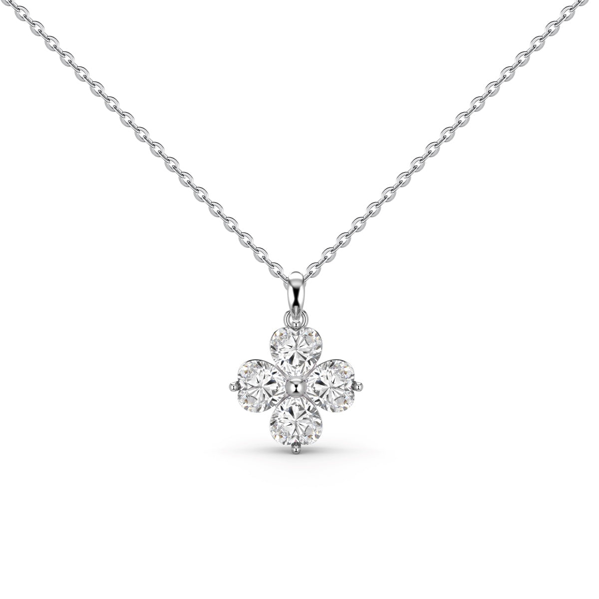 [Olivia JW]Heart-Shaped Four-Leaf Clover Bead Necklace