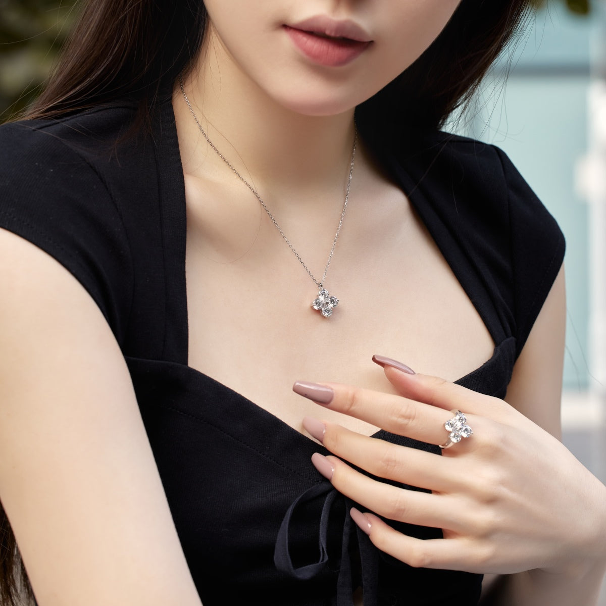 [Olivia JW]Four-Leaf Clover And Eight-Pointed Star Necklace