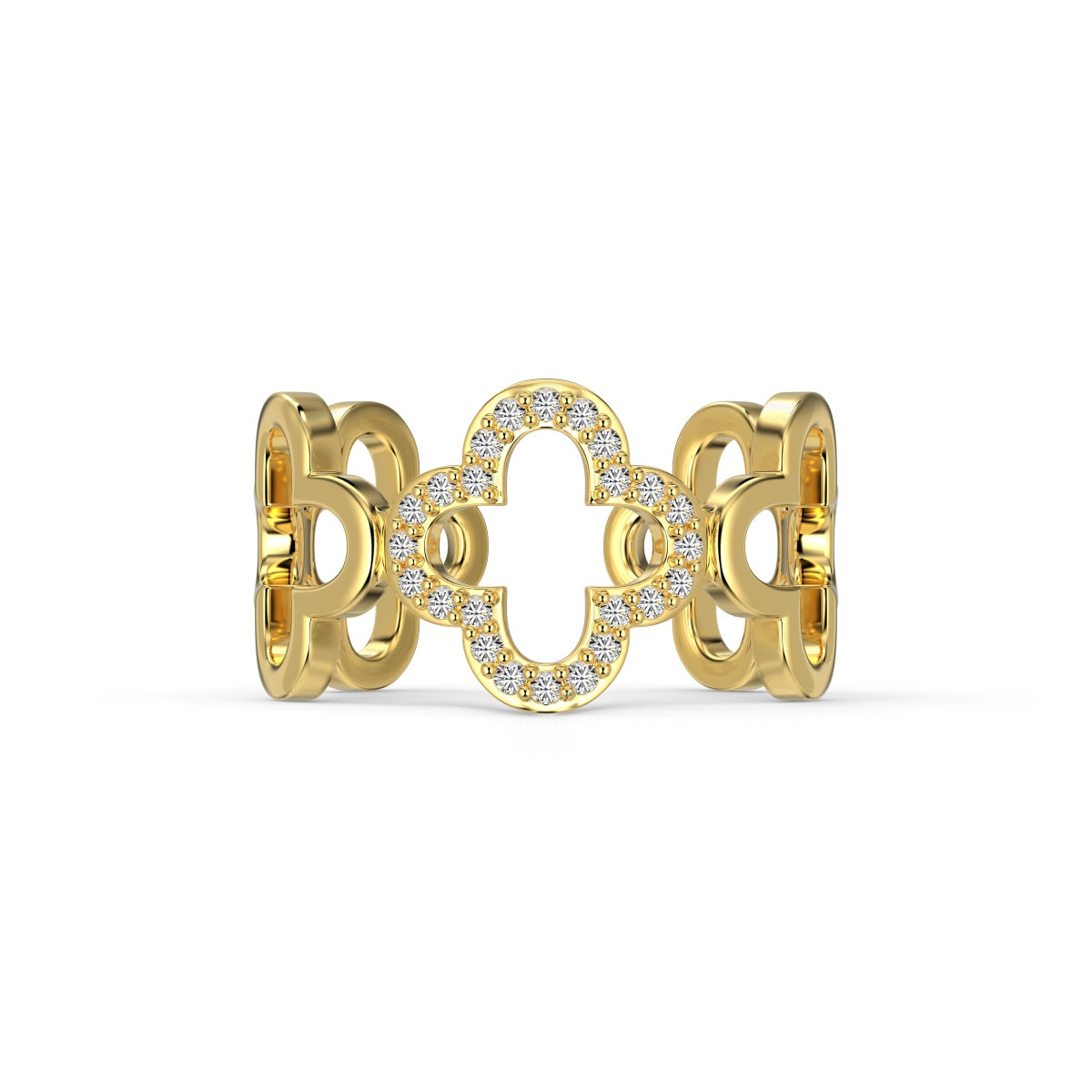 [Olivia JW]Hollow Design Four-Leaf Clover Flower Shape Ring
