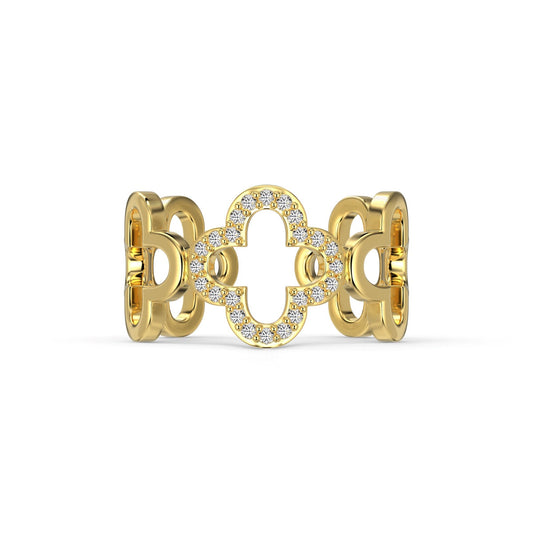 [Olivia JW]Hollow Design Four-Leaf Clover Flower Shape Ring