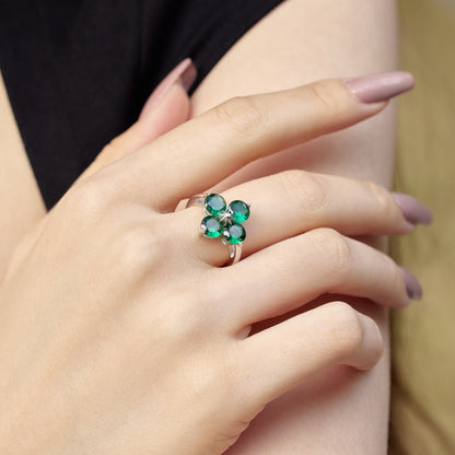 [Olivia JW]Four-Leaf Clover Eight-Pointed Star Ring