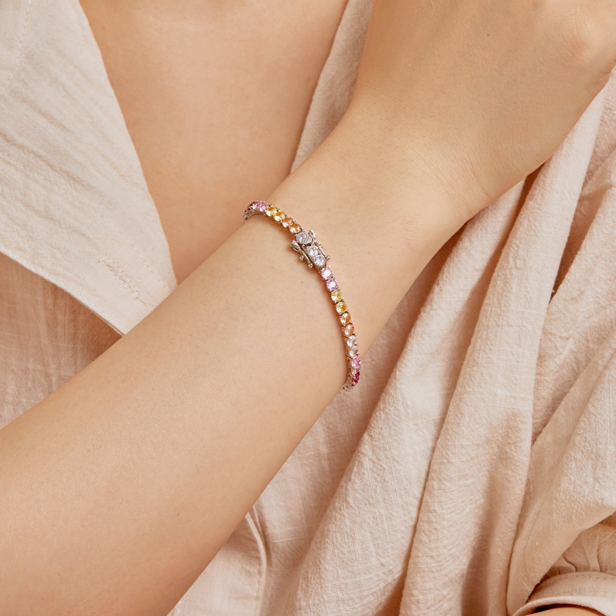 [Olivia JW]Radiant Colorful Round Cut Tennis Bracelet
