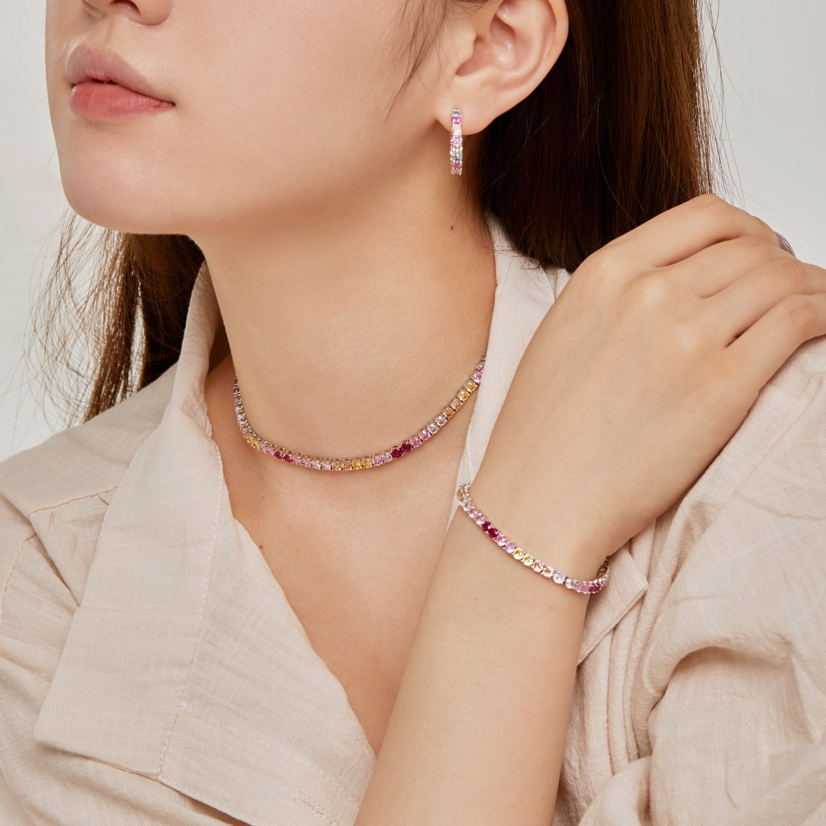 [Olivia JW]Radiant Colorful Round Cut Tennis Bracelet