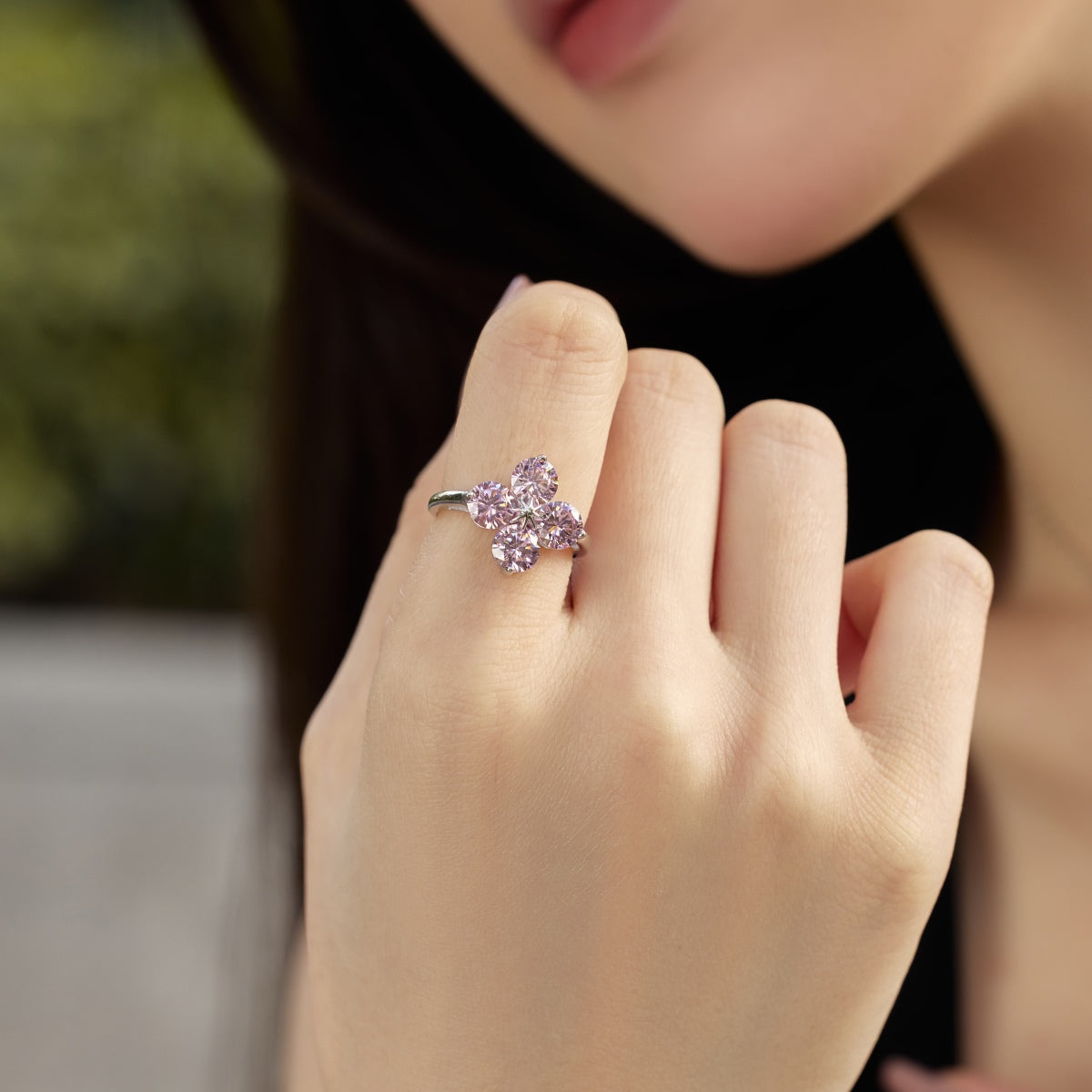 [Olivia JW]Four-Leaf Clover Eight-Pointed Star Ring