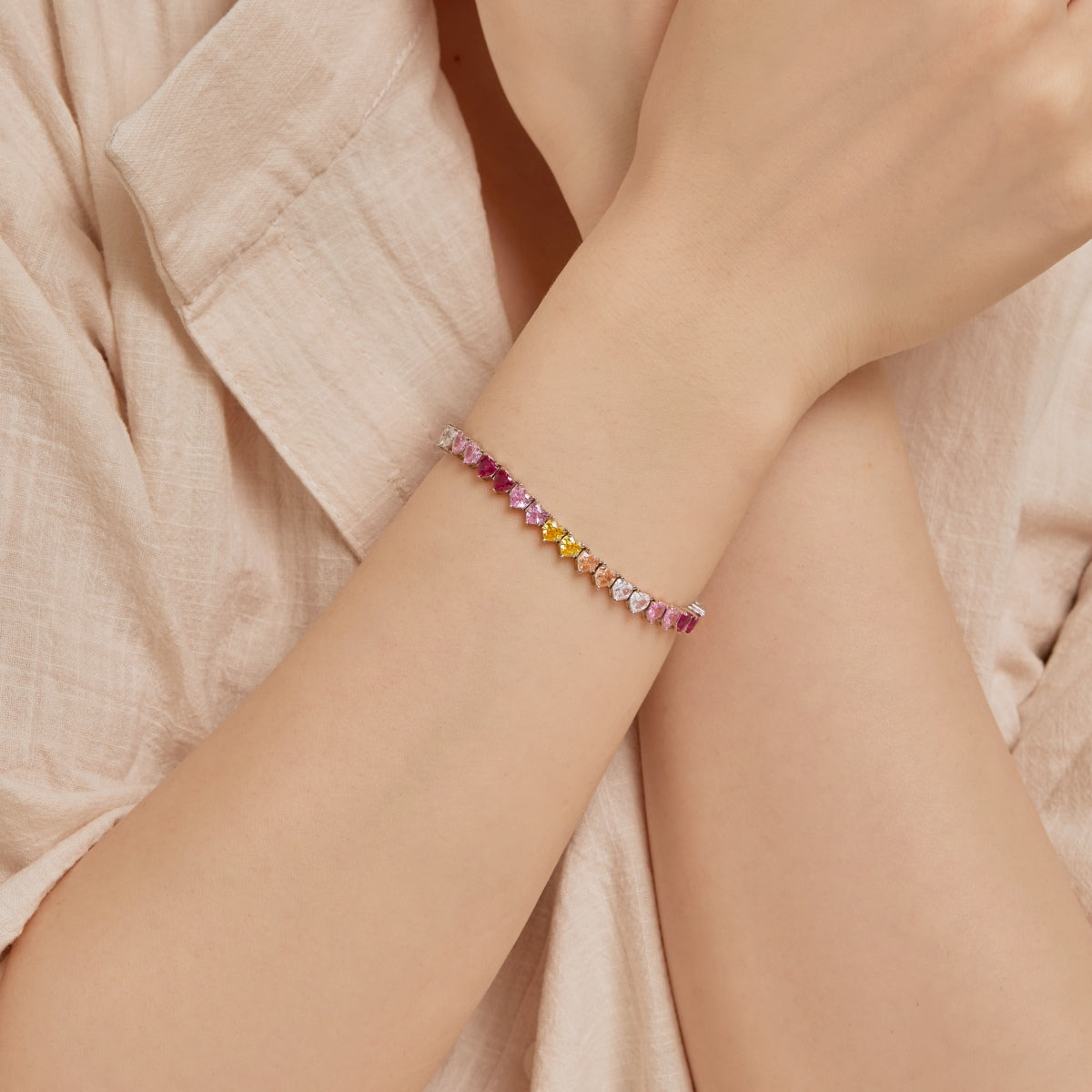 [Olivia JW]Luxurious Colorful Romantic Heart Shape Lover Bracelet