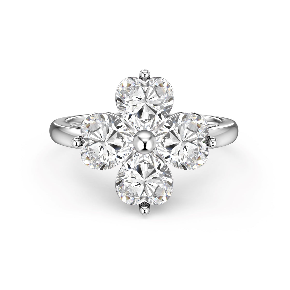 [Olivia JW]Heart-shaped Four-Leaf Clover Ball Ring