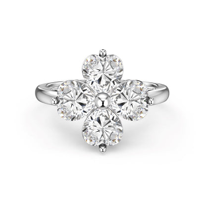 [Olivia JW]Heart-shaped Four-Leaf Clover Ball Ring