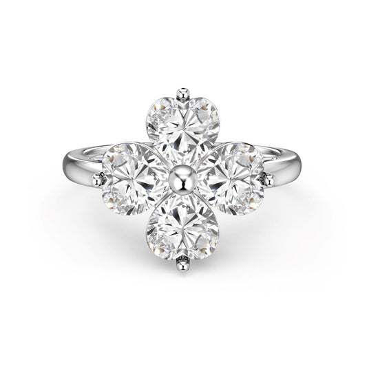 [Olivia JW]Heart-shaped Four-Leaf Clover Ball Ring