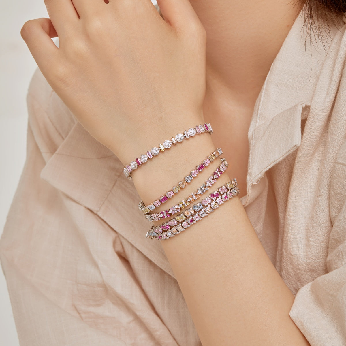 [Olivia JW]Ornate Colorful Flower Shape Party Bracelet