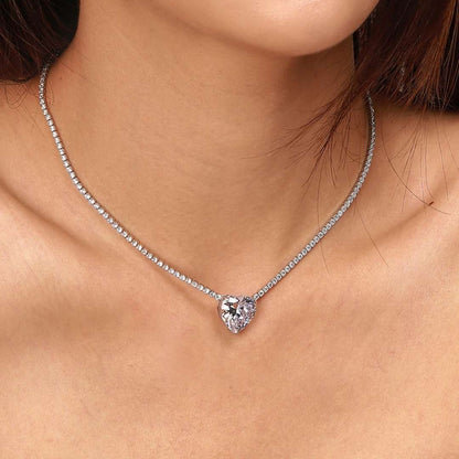 [Olivia JW]8.0 Carat Versatile Colorful Sweet Heart-Shaped Tennis Necklace