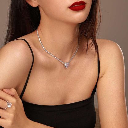 [Olivia JW]8.0 Carat Versatile Colorful Sweet Heart-Shaped Tennis Necklace