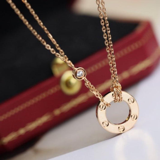 [Olivia JW]LOVE NECKLACE ADJUSTABLE ROSE GOLD 2 DIAMOND