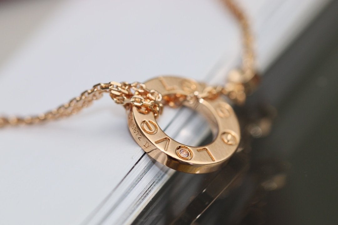 [Olivia JW]LOVE NECKLACE ADJUSTABLE ROSE GOLD 2 DIAMOND