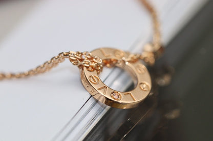 [Olivia JW]LOVE NECKLACE ADJUSTABLE ROSE GOLD 2 DIAMOND