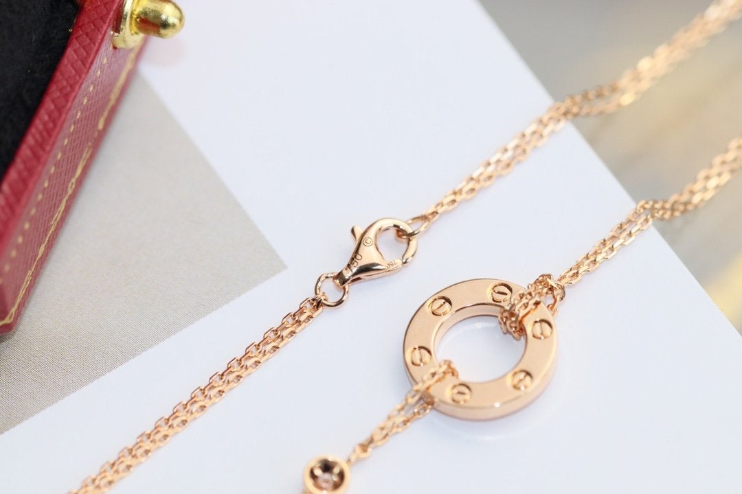 [Olivia JW]LOVE NECKLACE ADJUSTABLE ROSE GOLD 2 DIAMOND