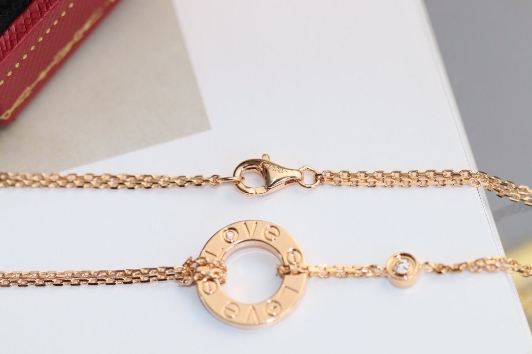 [Olivia JW]LOVE NECKLACE ADJUSTABLE ROSE GOLD 2 DIAMOND