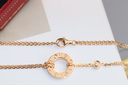 [Olivia JW]LOVE NECKLACE ADJUSTABLE ROSE GOLD 2 DIAMOND