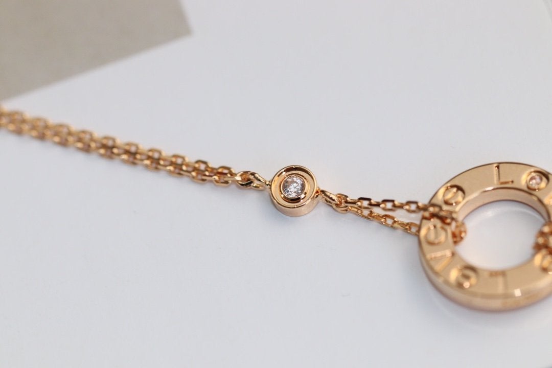 [Olivia JW]LOVE NECKLACE ADJUSTABLE ROSE GOLD 2 DIAMOND