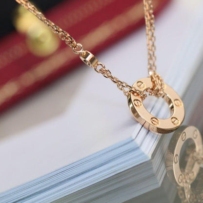[Olivia JW]LOVE NECKLACE ADJUSTABLE ROSE GOLD 2 DIAMOND