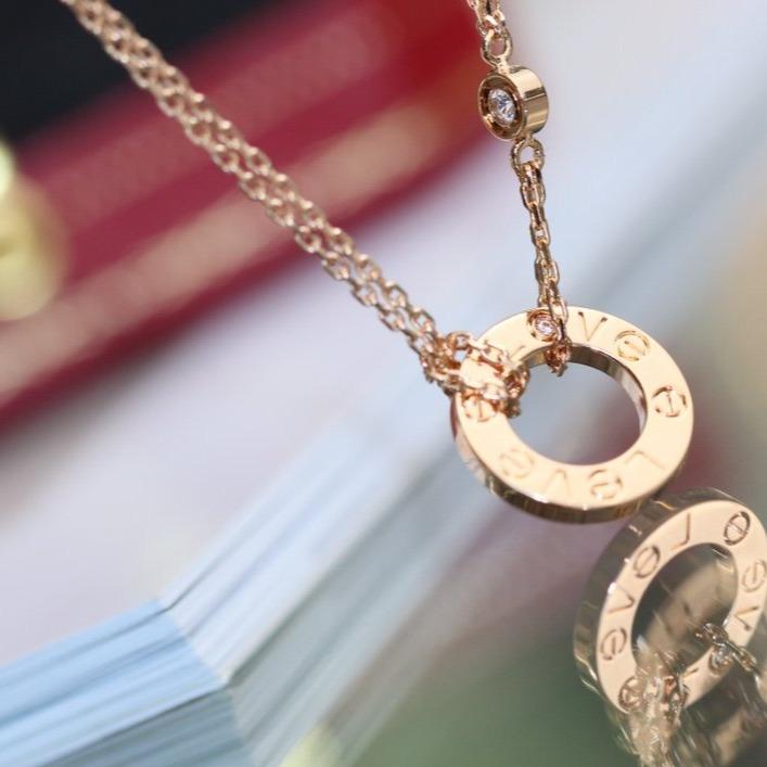 [Olivia JW]LOVE NECKLACE ADJUSTABLE ROSE GOLD 2 DIAMOND