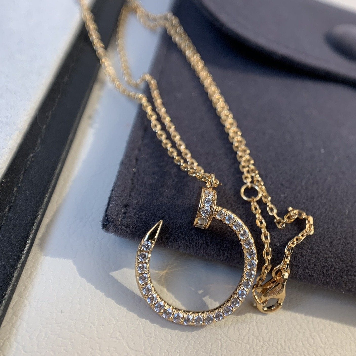 [Olivia JW]JUSTE NECKLACE PINK GOLD DIAMONDS