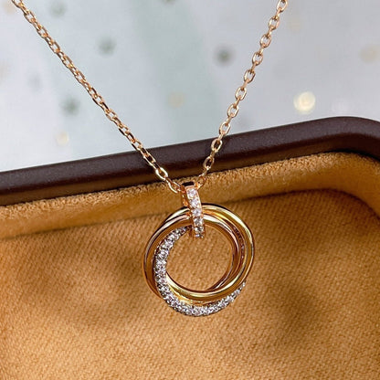 [Olivia JW]TRINITY NECKLACE SILVER GOLD PINK GOLD DIAMONDS