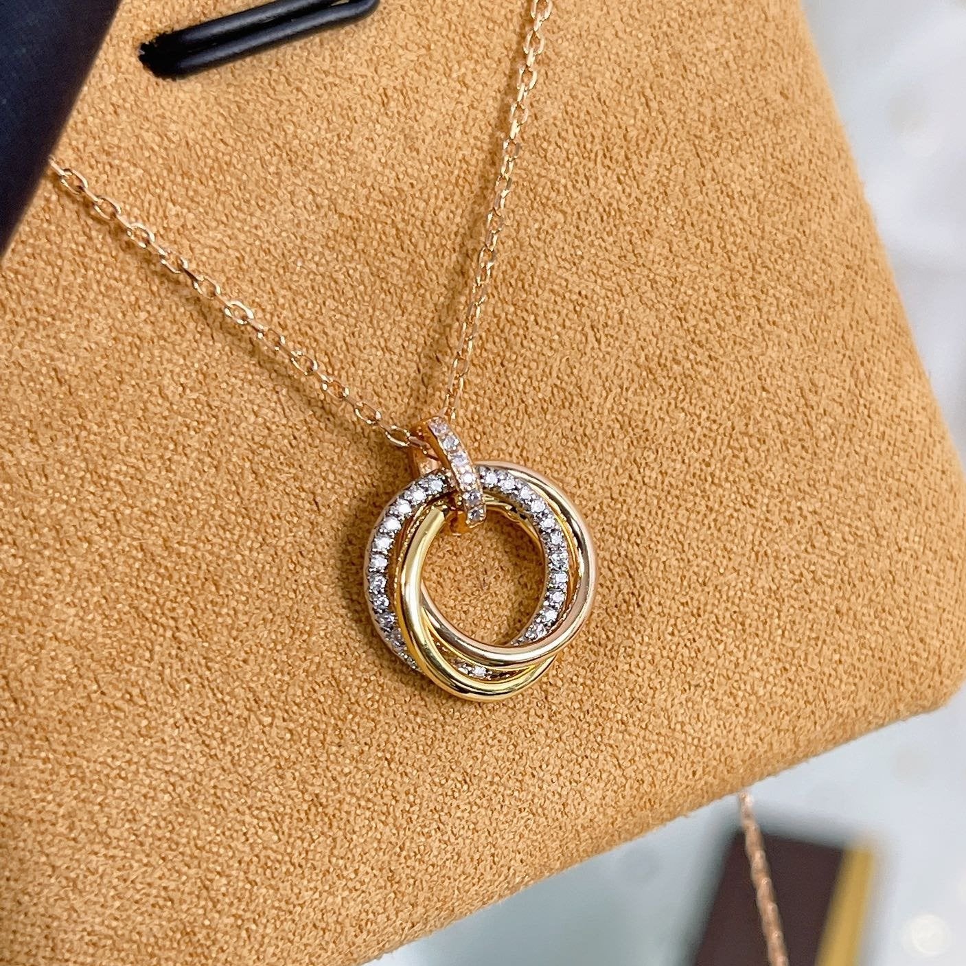 [Olivia JW]TRINITY NECKLACE SILVER GOLD PINK GOLD DIAMONDS