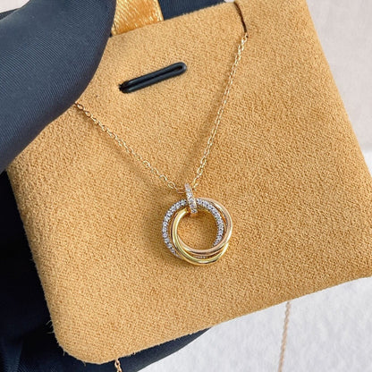 [Olivia JW]TRINITY NECKLACE SILVER GOLD PINK GOLD DIAMONDS