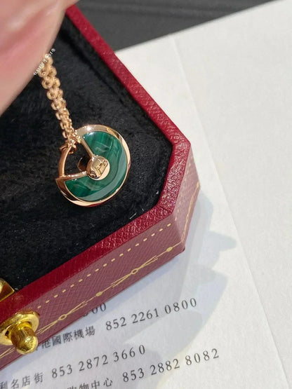 [Olivia JW]AMULETTE ROSE GOLD MALACHITE NECKLACE