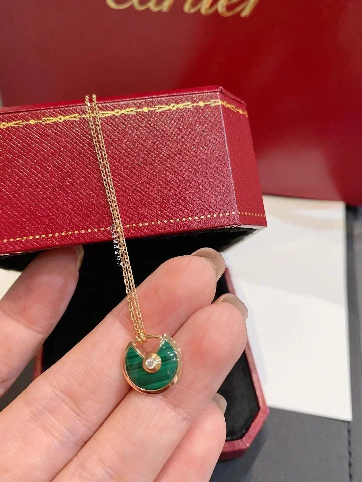[Olivia JW]AMULETTE ROSE GOLD MALACHITE NECKLACE