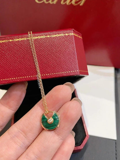 [Olivia JW]AMULETTE ROSE GOLD MALACHITE NECKLACE