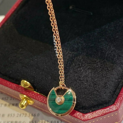 [Olivia JW]AMULETTE ROSE GOLD MALACHITE NECKLACE