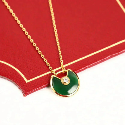 [Olivia JW]AMULETTE GOLD MALACHITE NECKLACE