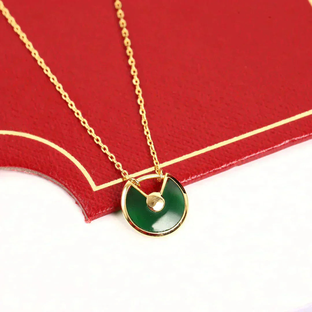 [Olivia JW]AMULETTE GOLD MALACHITE NECKLACE