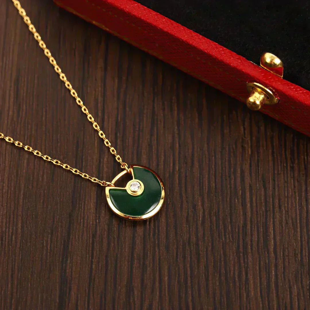 [Olivia JW]AMULETTE GOLD MALACHITE NECKLACE