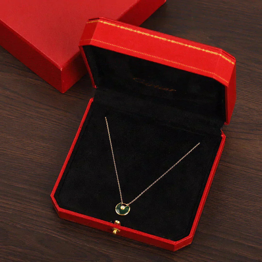 [Olivia JW]AMULETTE GOLD MALACHITE NECKLACE