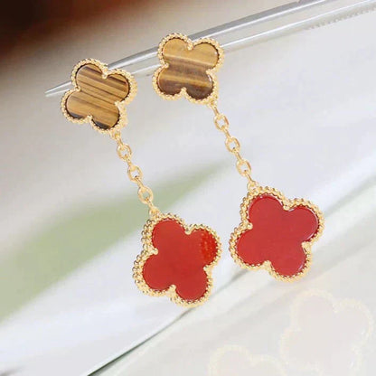 [Olivia JW]CLOVER  2 MOTIF  TIGER EYE CARNELIAN EARRINGS