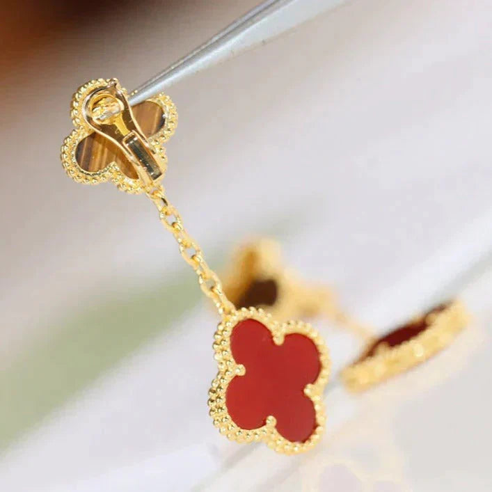 [Olivia JW]CLOVER  2 MOTIF  TIGER EYE CARNELIAN EARRINGS