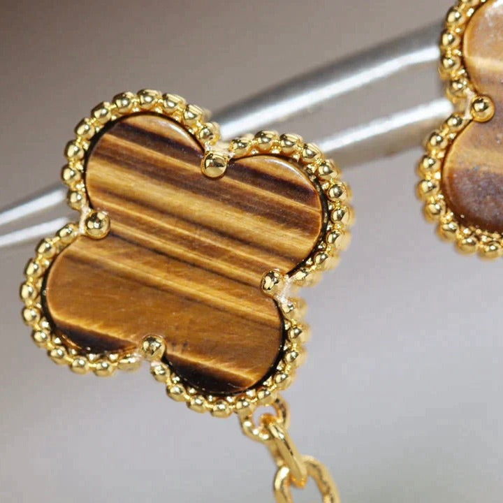 [Olivia JW]CLOVER  2 MOTIF  TIGER EYE CARNELIAN EARRINGS