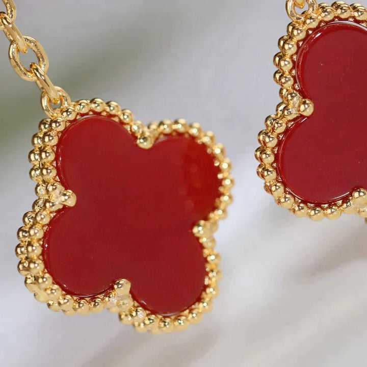 [Olivia JW]CLOVER  2 MOTIF  TIGER EYE CARNELIAN EARRINGS