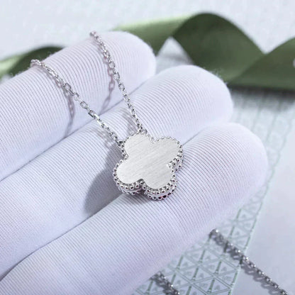 [Olivia JW]CLOVER  15MM DIAMOND LASER NECKLACE SILVER
