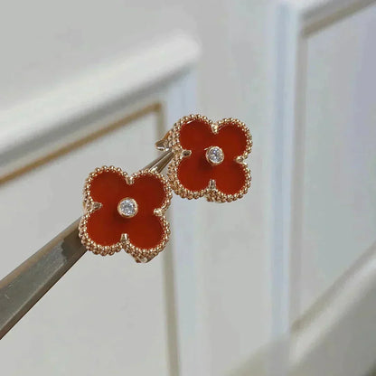 [Olivia JW]CLOVER MEDIUM 1 MOTIFS CARNELIAN  DIAMOND earrings