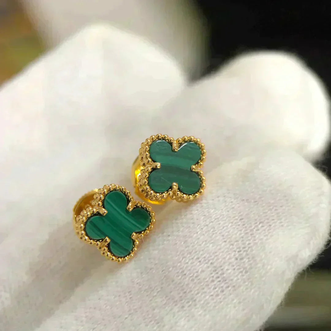 [Olivia JW]CLOVER MINI 9.5MM MALACHITE  EARRINGS