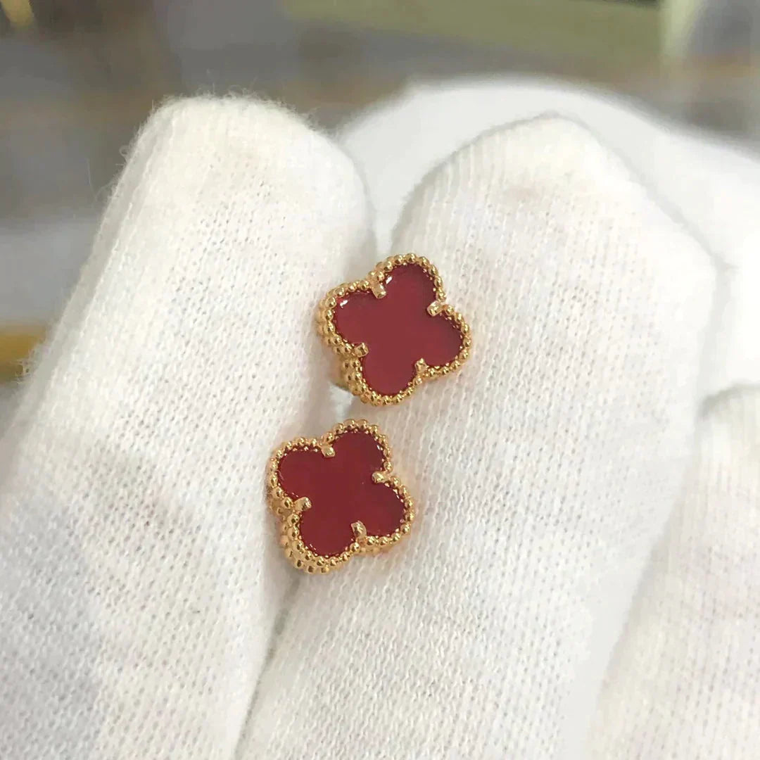 [Olivia JW]CLOVER MINI 9.5MM CARNELIAN EARRINGS