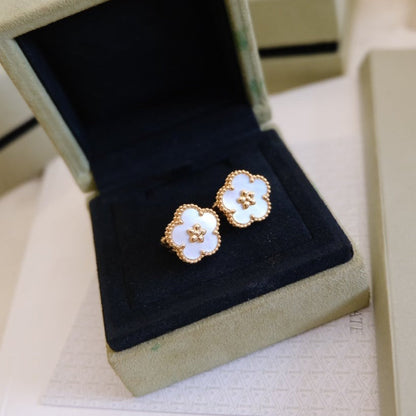 [Olivia JW]LUCKY PINK GOLD WHITE MOP EARRINGS