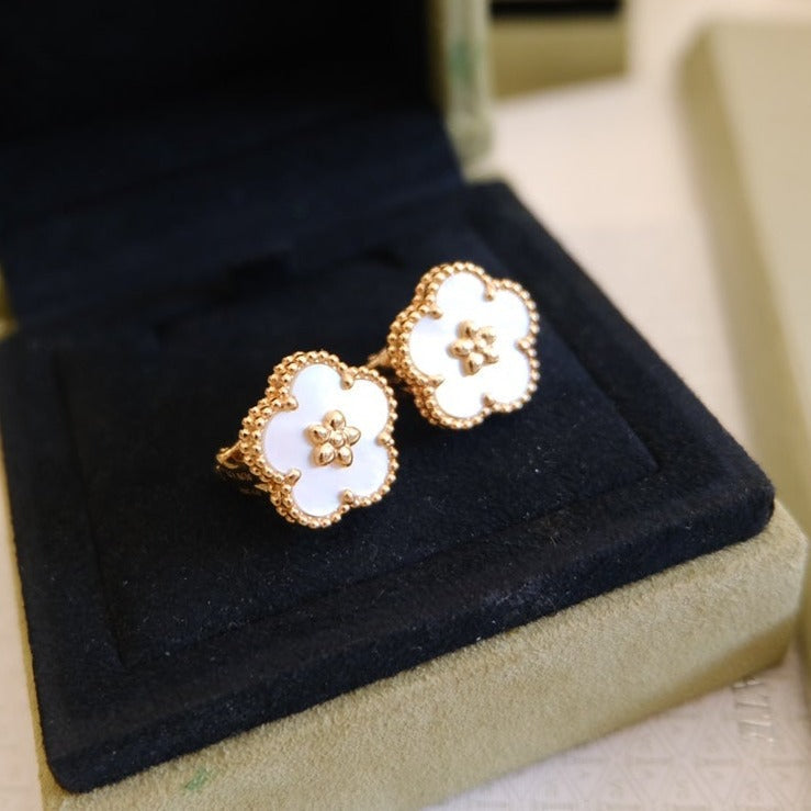 [Olivia JW]LUCKY PINK GOLD WHITE MOP EARRINGS