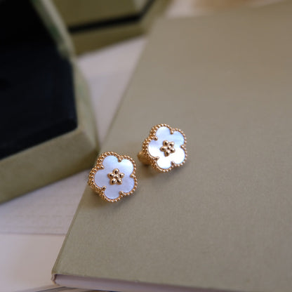 [Olivia JW]LUCKY PINK GOLD WHITE MOP EARRINGS
